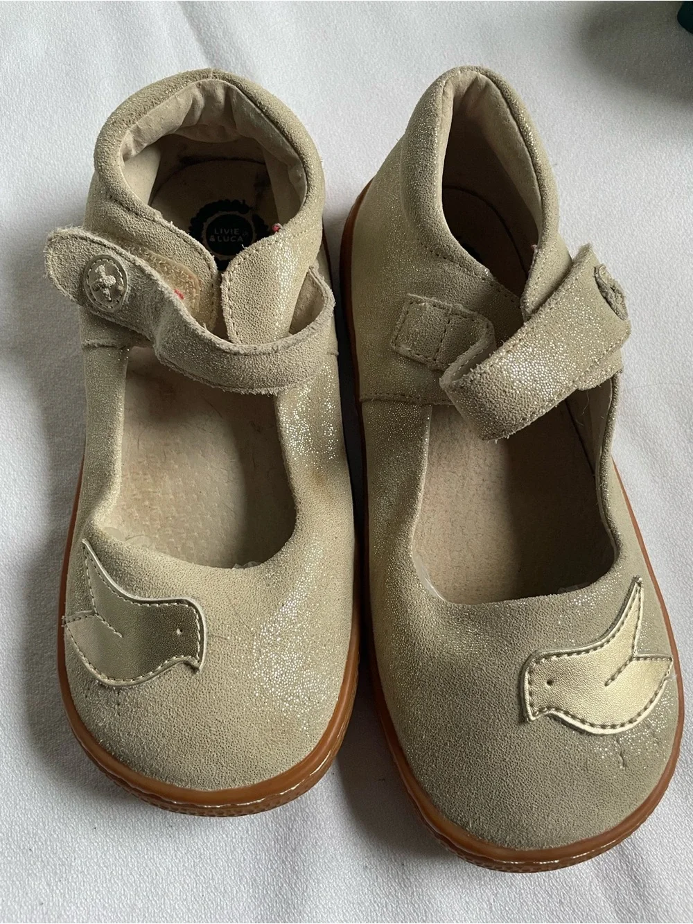 LIVIE & LUCA Shoes Pio Pio Mary Jane Shoes Flats Strap Sparkle Bird Appliqué